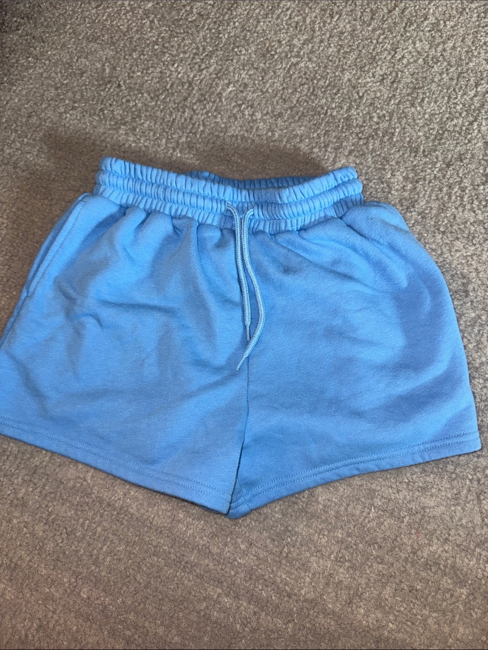 Women's Light Blue Drawstring Athletic Shorts